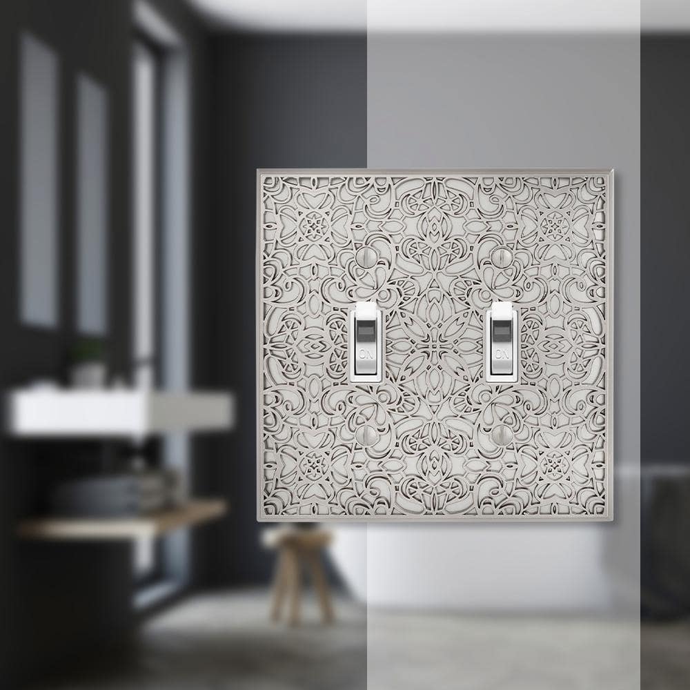 Satin Nickel Double Toggle Decorative Metal Wall Plate