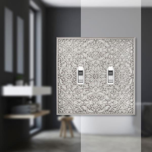 Momfort 2 Gang Toggle Metal Wall Plate - Satin Nickel