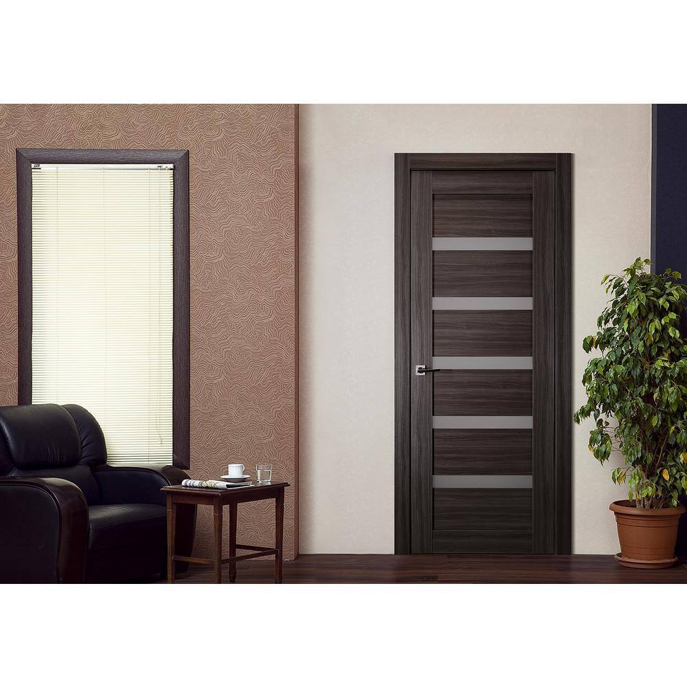 Leora Gray Oak and Frosted Glass Interior Door Slab