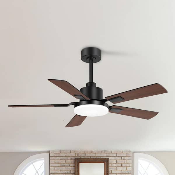 Breezary Tyrone 48 in. Integrated LED Indoor Black Ceiling Fan with Light and Remote Control Included