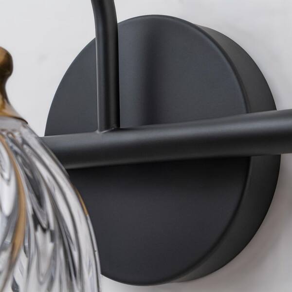 ZYZWMB 23.23 in. 3-Light Black and Brass Vintage Bathroom Vanity