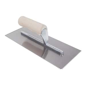 11 in. x 1/8 in. x 1/16 in. Flat Top V-Notch Pro Flooring Trowel with Wood Handle