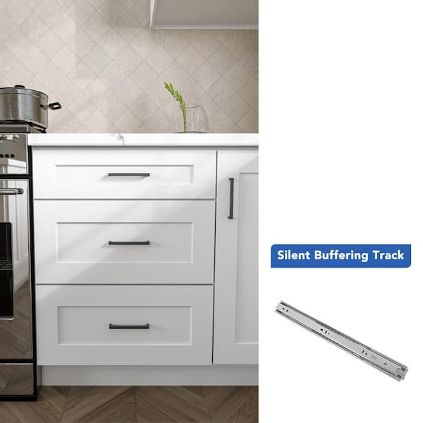 18 in. W x 24 in. D x 34.5 in. H Ready to Assemble Solid Wood Shaker Drawer Base Kitchen Cabinet in White