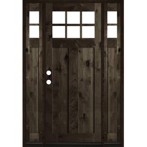 64 in. x 96 in. Craftsman Alder Right-Hand/Inswing 10-Lite Clear Glass Black Stain Prehung Front Door with Sidelites