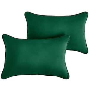 Sunbrella Canvas Teal Green Rectangular Outdoor Corded Lumbar Pillows (2-Pack)
