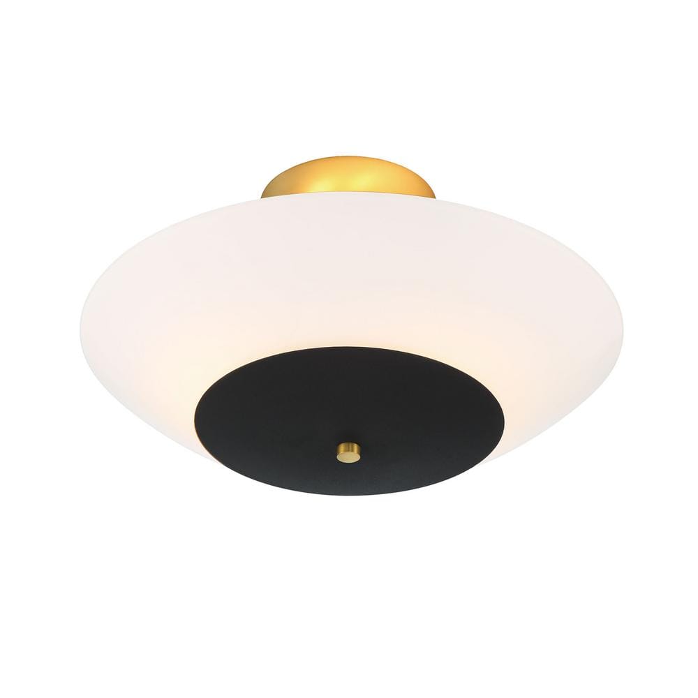 Sand Coal and Soft Brass 19" Glass Bowl Ceiling Fixture