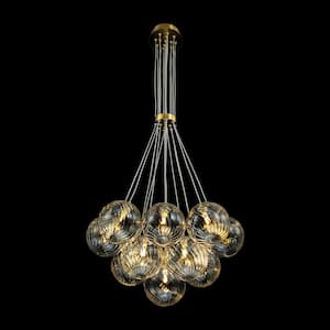 Lillian 13-Light Gold Modern Glass Globe Bubble Chandelier, No Bulbs Included