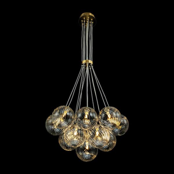 Rennnsan Lillian 13-Light Gold Modern Glass Globe Bubble Chandelier, No Bulbs Included