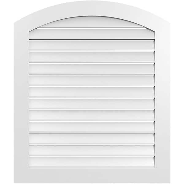 Ekena Millwork 36" x 40" Arch Top Surface Mount PVC Gable Vent: Non-Functional with Standard Frame