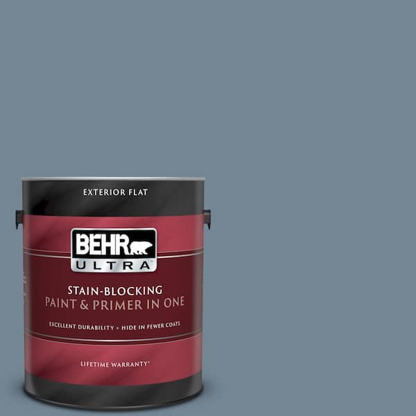 BEHR ULTRA 1 gal. #UL230-5 Forever Denim Flat Exterior Paint and Primer in One