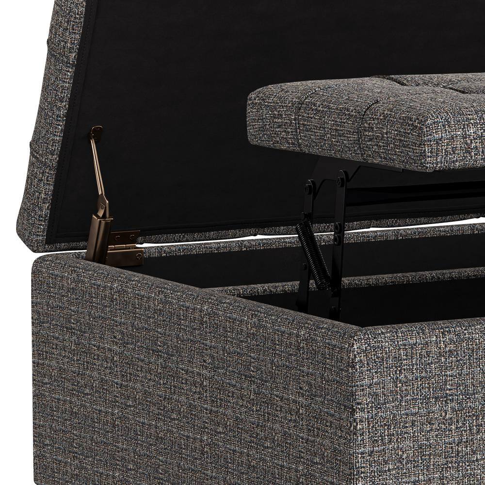 Ebony Tweed Tufted Square Storage Ottoman Coffee Table