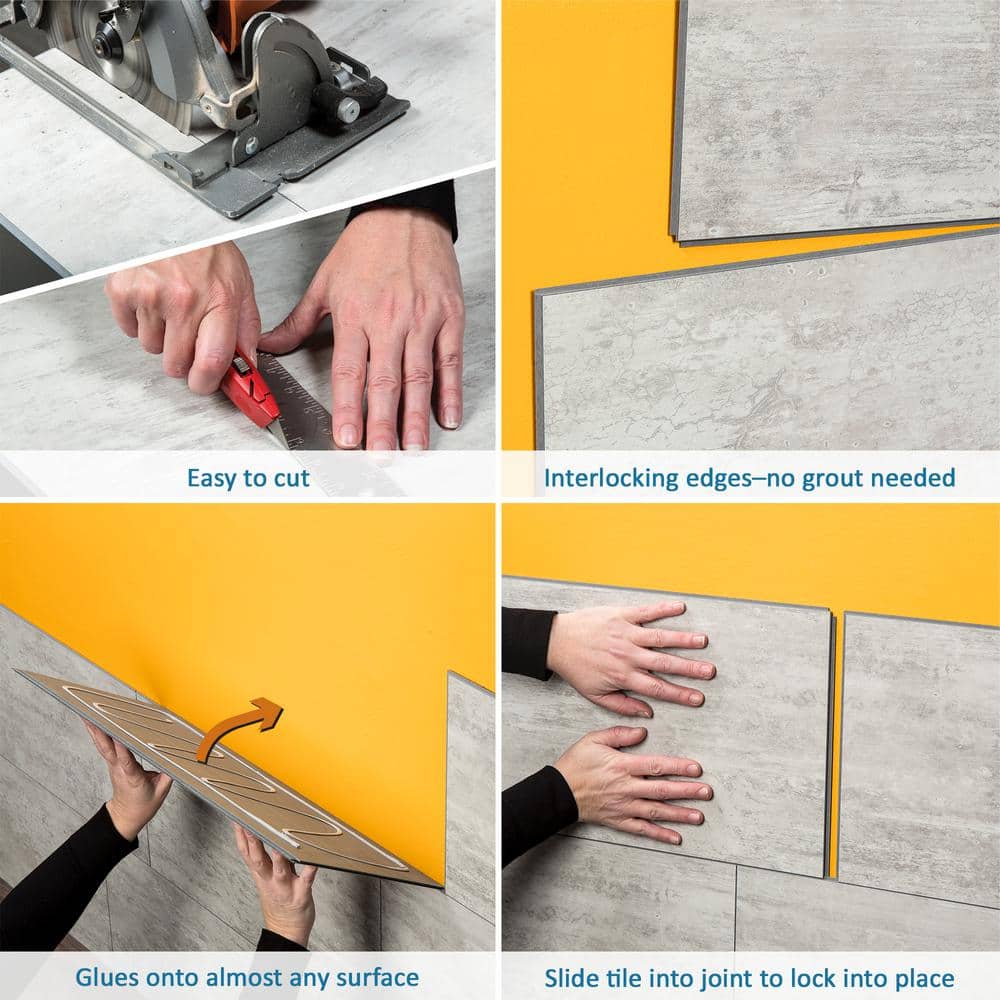 Wind Gust Gray PVC Interlocking Wall Tile Panels