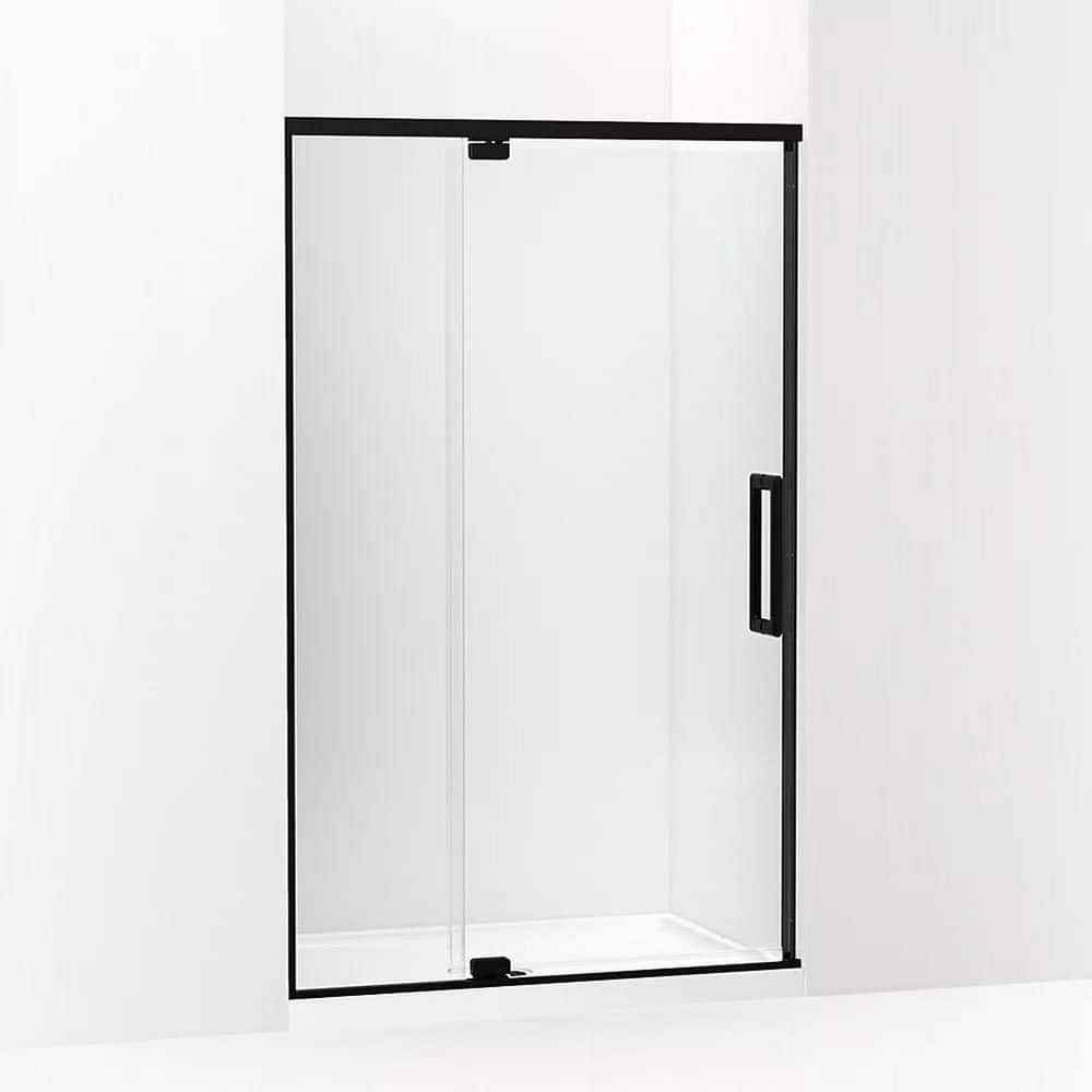 Statement 48 in. W x 76 in. H Pivot Framed Shower Door in Matte Black Finish with Clear Glass price history on PriceWatchPro
