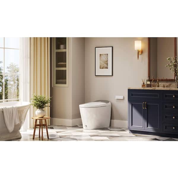 Elongated Smart Bidet Toilet 1.1 GPF in White with Auto Open/Close, Tank, Heated Seat, Auto Flush, UV Purification