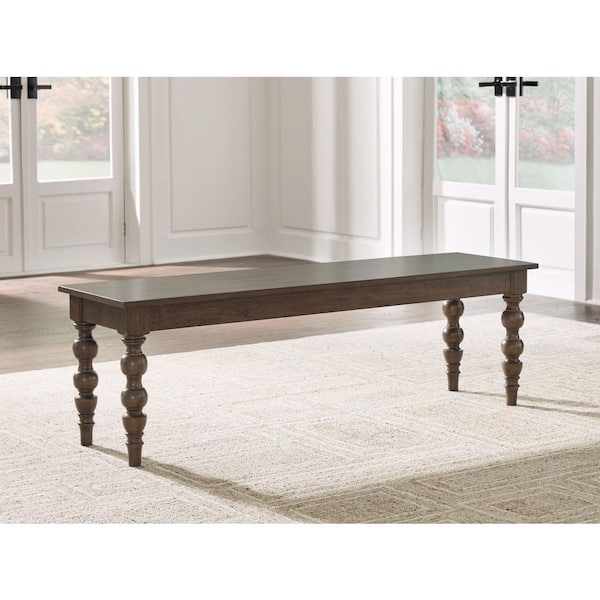 Veramond 58.13 in. W Dark Brown Backless Wood Entrayway Dining Bench