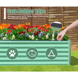 6 ft. x 3 ft. x 1.5 ft. Green Galvanized Steel Rectangular Outdoor Raised Garden Bed