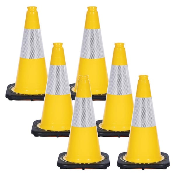 18 in. Yellow Reflective Traffic Cones