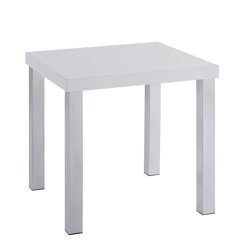 Harta 22'' White High Gloss and Chrome End Table