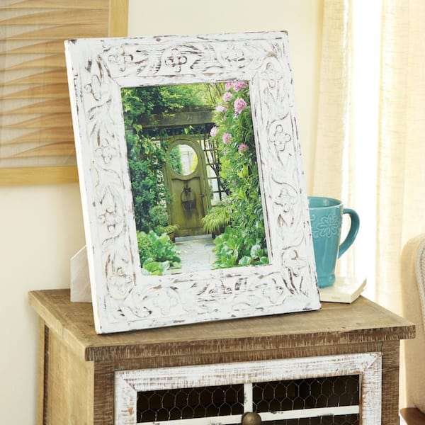 Litton Lane White Wood Farmhouse Photo Frame 15 in. x 13 in.