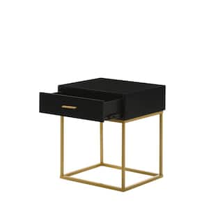 Catalina 1-Drawer Black Nightstand 24 in. H x 20.5 in. W x 18.5 in. D