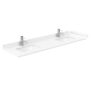72 in. W x 22 in. D Cultured Marble Double Basin Vanity Top in White with White Basins
