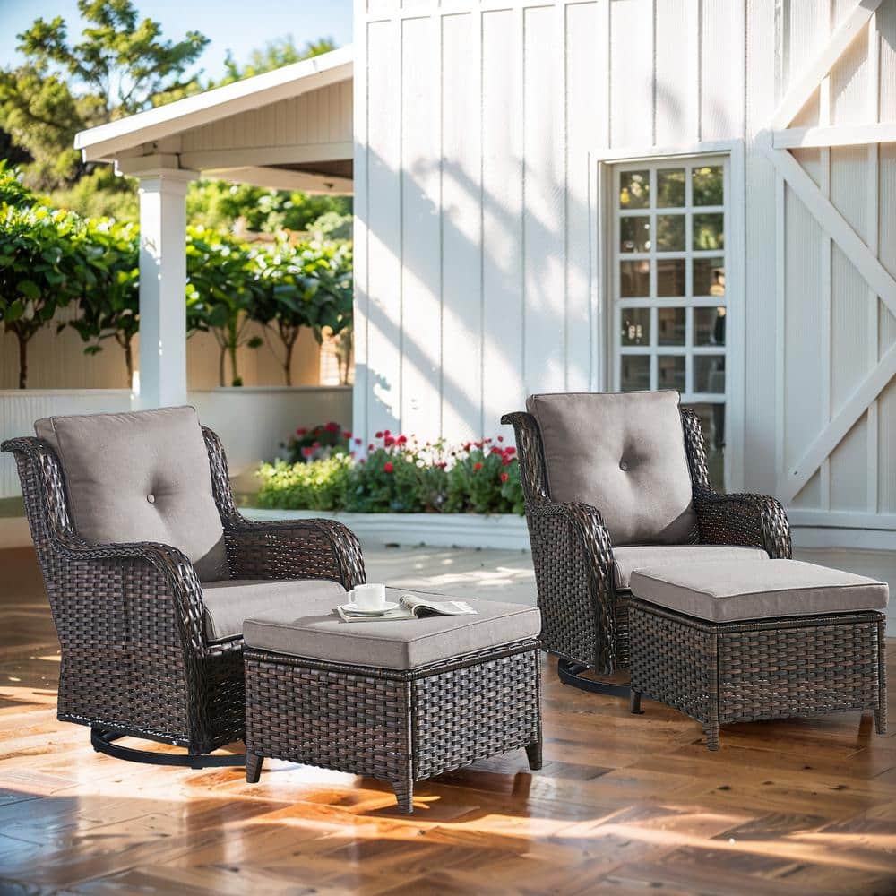Outdoor Chair Rattan Chair With Footstool Gymojoy Carolina Brown