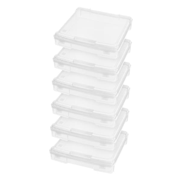 IRIS USA 8 Pack Scrapbook Paper Storage Boxes, Clear