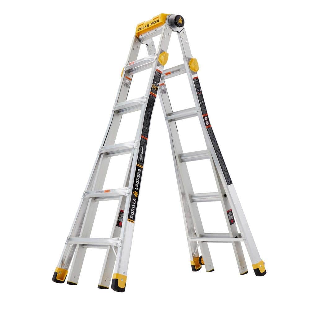 Koningin overschot Onbevredigend Gorilla Ladders 23 ft. Reach Aluminum Multi-Position Ladder with Project  Top, 375 lbs. Load Capacity Type IAA Duty Rating GLMPXT-23 - The Home Depot