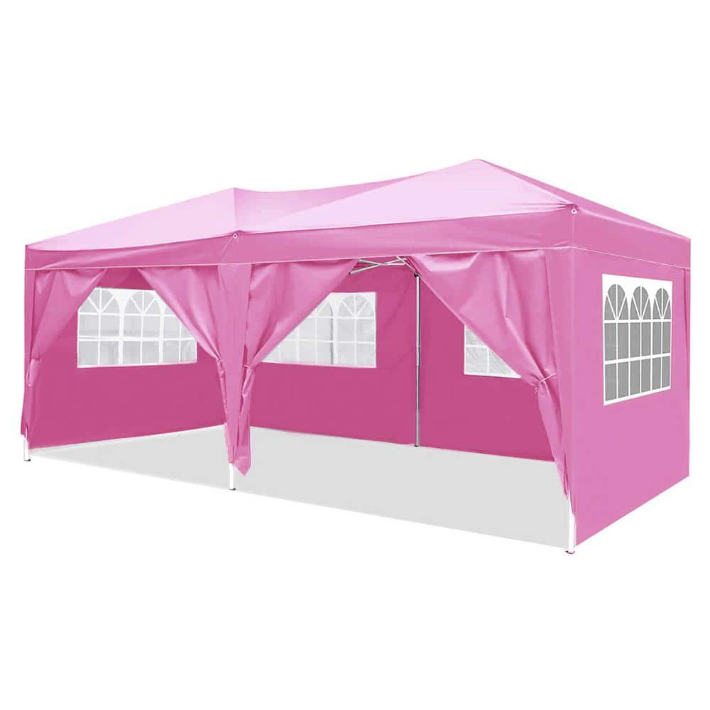Anky 10 ft. x 20 ft. Pink EZ Pop Up Canopy Outdoor Portable Party Folding Tent with 6-Removable Sidewalls price history on PriceWatchPro