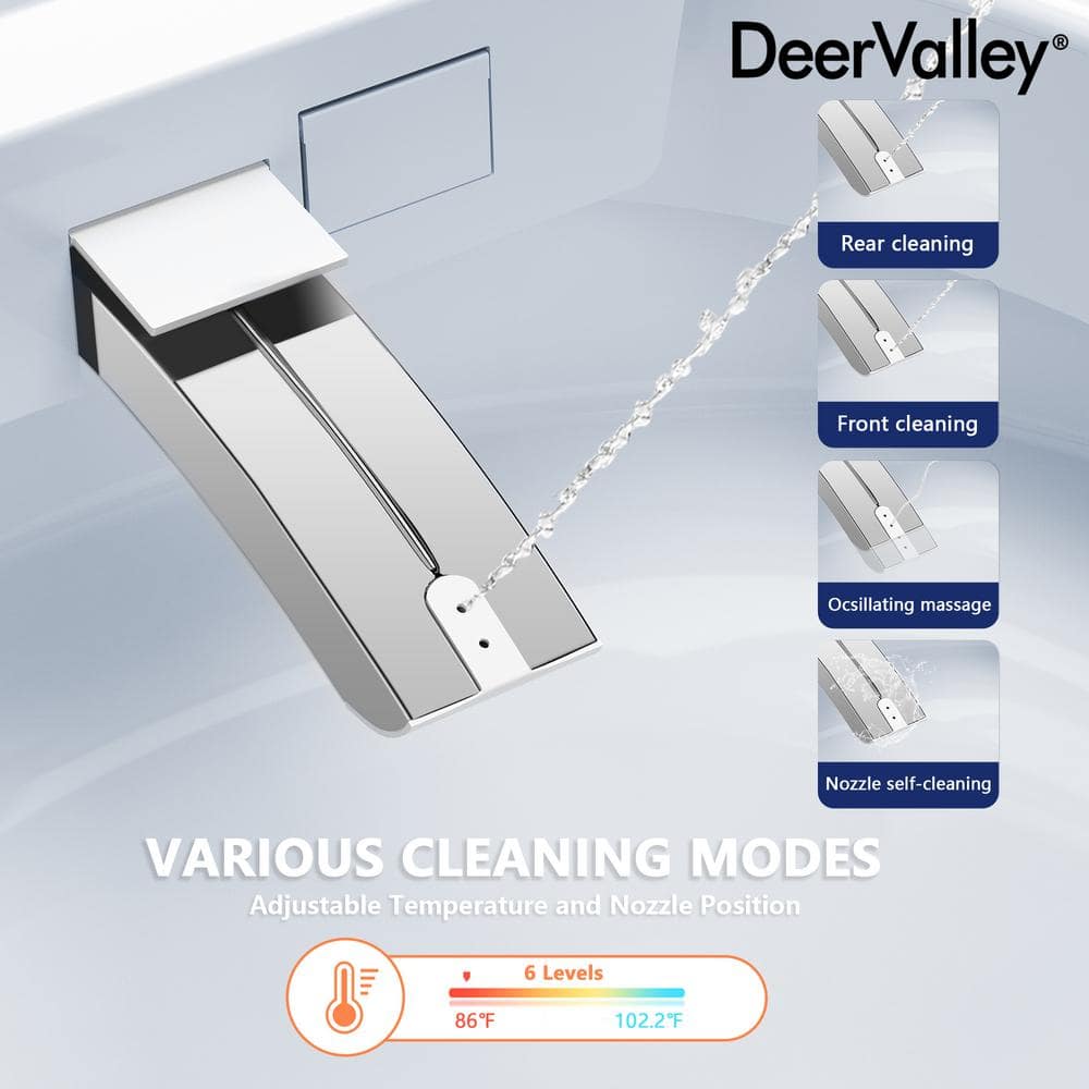 White Elongated Smart Bidet Toilet with Heated Seat and Wireless Remote