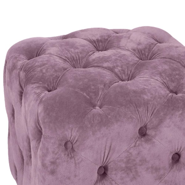 1-Shelf Pink Pantry Organizer with Pink Velvet Upholstered Ottoman, Foot Stool for Bedroom