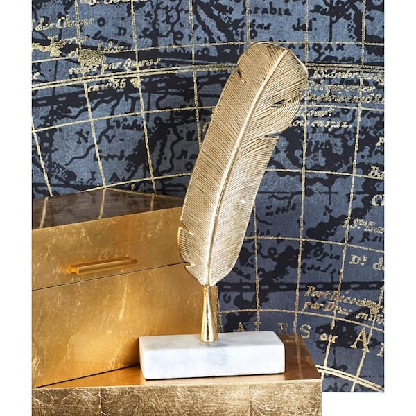 2 in. x 12 in. Gold Aluminum Feather Bird Sculpture