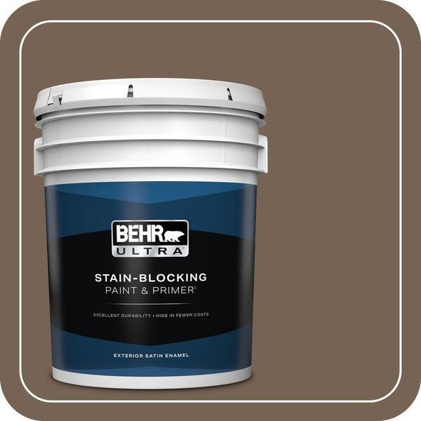 BEHR ULTRA 5 gal. Home Decorators Collection #HDC-SM14-4 Tan Bark Trail Satin Enamel Exterior Paint & Primer