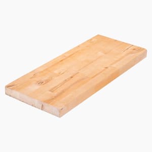 Solid Wood Butcher Block Shelf 96 in. W X 12 in. D X 1.5 in. H in Unfinished Birch