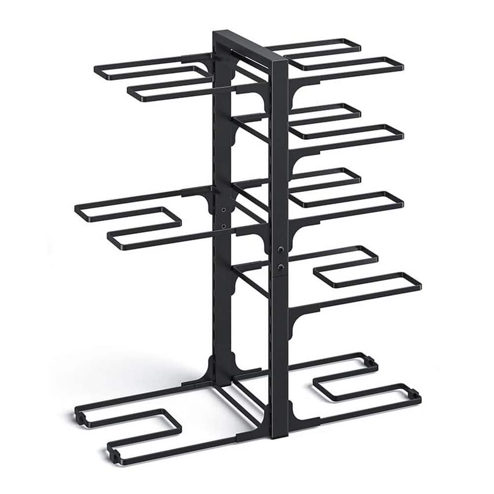 Black 8-Tier Adjustable Vertical Pan Organizer Rack Heavy Duty Pot and Pan Storage for Cabinet and Countertop price history on PriceWatchPro