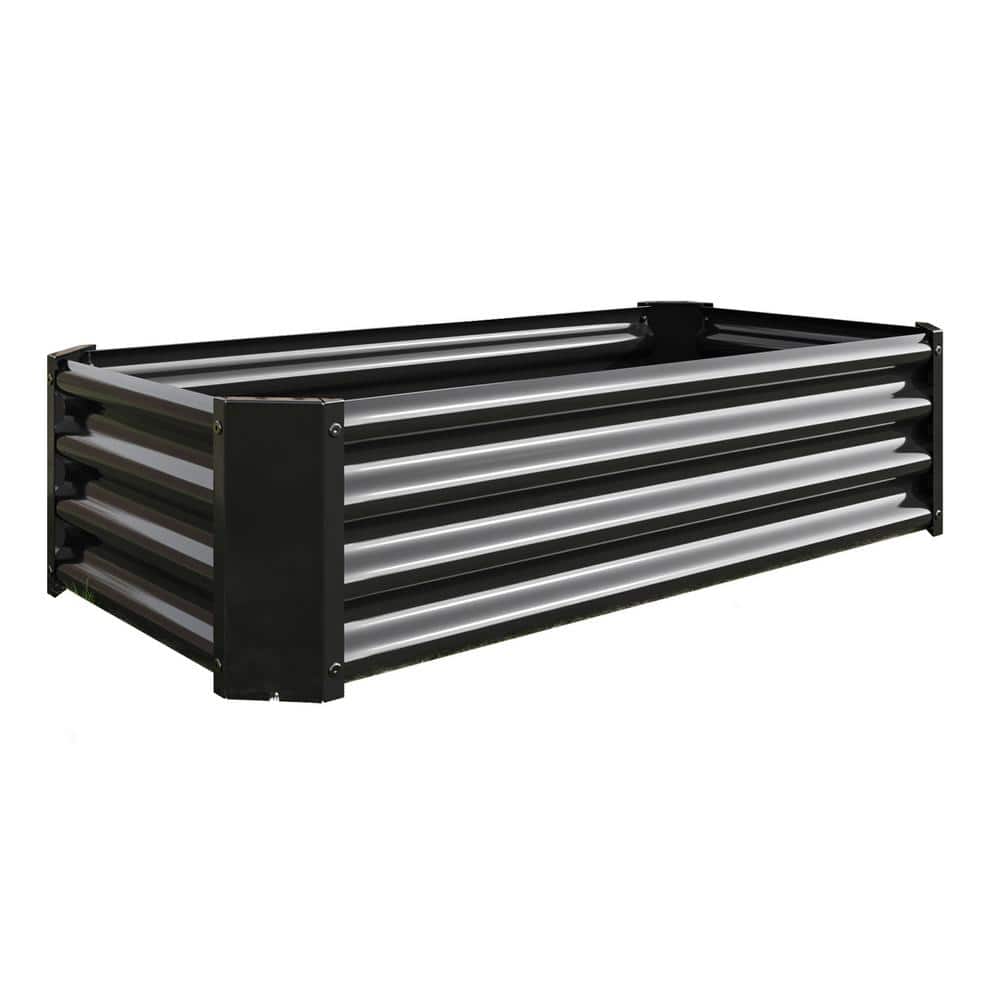 11.8 in. Tall 4 ft. x 2 ft. Black Metal Raised Garden Bed Kit for Vegetable