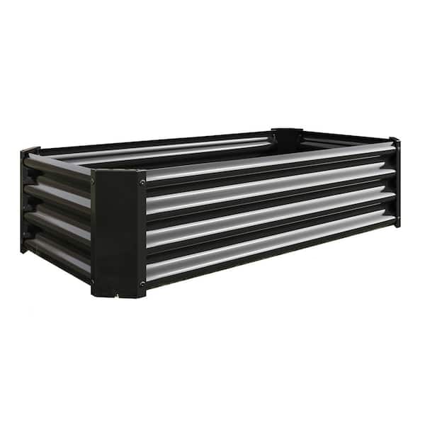 11.8 in. Tall 4 ft. x 2 ft. Black Metal Raised Garden Bed Kit for Vegetables Flowers Ground Planter Box Planter Bed