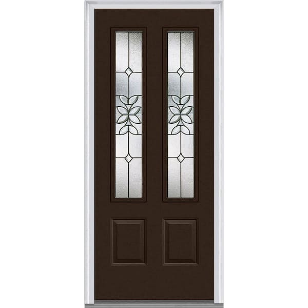 MMI Door 36 in. x 80 in. Cadence Left-Hand Inswing 2-Lite Decorative 2-Panel Painted Fiberglass Smooth Prehung Front Door