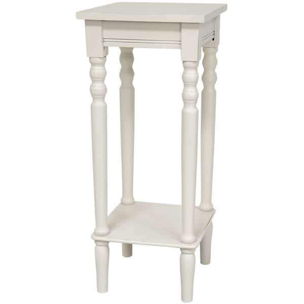 Oriental Furniture 11.75 in. Classic Square Plant Stand in White