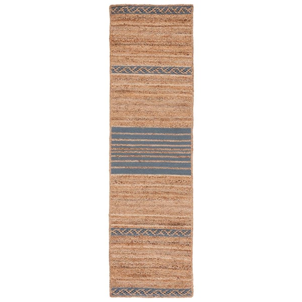 SAFAVIEH Natural Fiber Beige/Gray 2 ft. x 8 ft. Border Woven Runner Rug