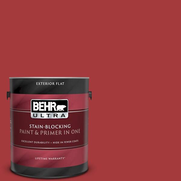 BEHR ULTRA 1 gal. #UL100-7 Geranium Flat Exterior Paint and Primer in One