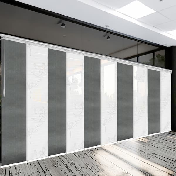 EMOH Heathered Rose 120 in. - 218 in. W x 94 in. L Adjustable 10-Panel White Double Rail Panel Track with 23.5 in. Slates