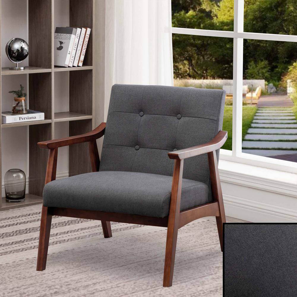 Espresso Elegance 28" Dark Gray Fabric Accent Chair