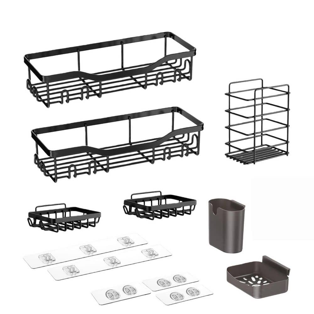 7 Pack Stainless Steel Rustproof Shower Caddy Adhesive Shower Organizer Large Capacity No Drilling for Bathroom in Black price history on PriceWatchPro