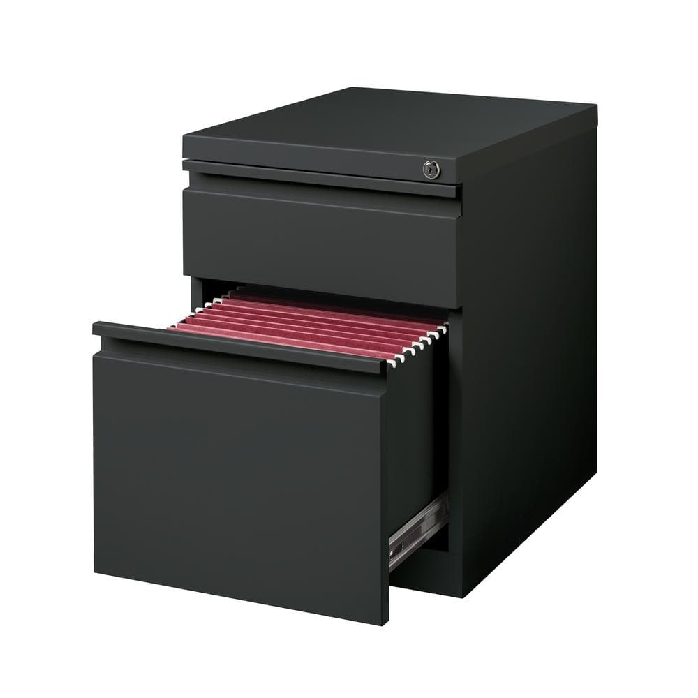 Charcoal Steel Mobile 2-Drawer Lockable File Cabinet
