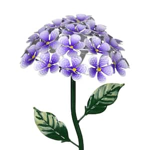 Solar Hydrangea 1.77 ft. Purple Metal Garden Stake