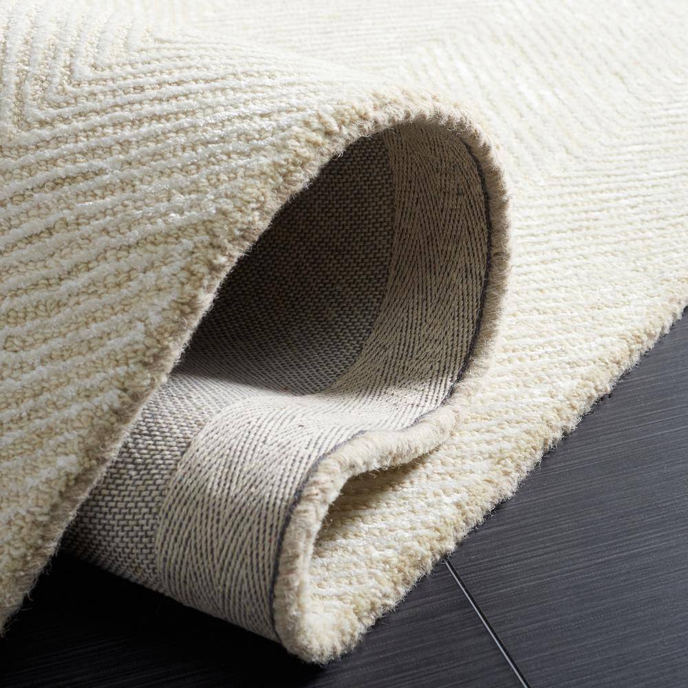 Ivory and Beige Hand-Tufted Wool and Viscose Area Rug