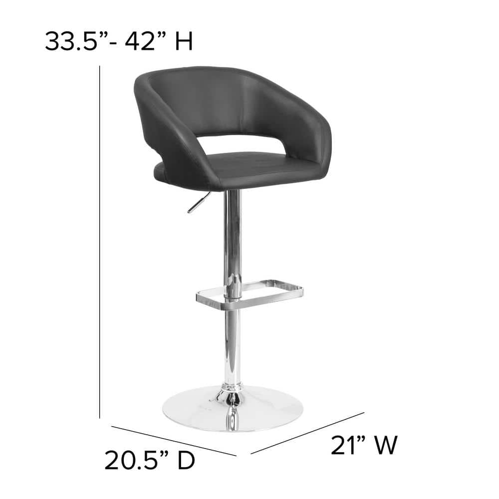 Adjustable Black Vinyl and Chrome Swivel Barstool