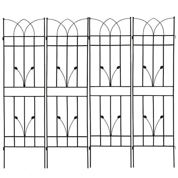TUYOHW Plant Trellis for Climbing Plants 17.7 in. L x 71 in. H Garden Metal Trellis for Vine Flower Plant Support Black, 4-Pack