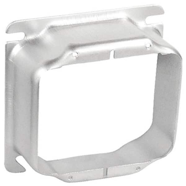 Southwire 4 in. Steel Metallic, 2-Gang, Metal Square Electrical Box Device Cover for Use with 2 Devices